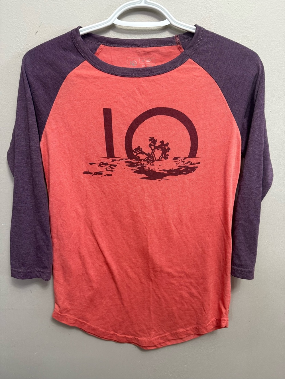Tentree Coral & Purple Baseball Tee Womens Size XS